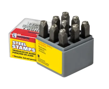 C.H.Hanson® 20581 9-Piece Number Stamp Set, 0 to 9, 1/4 in H Character, 3/8 in Shank