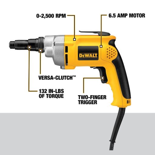 . DeWALT® DW268 Heavy Duty VSR Screwdriver, 132 in-lb Torque, 120 VAC ...