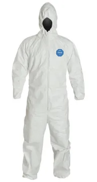 DuPont™ TY127SWHXL002500 Disposable Coverall With Respirator Fit Hood, Elastic Wrist and Ankle, XL, White, 5.9 mil Tyvek® 400, 42-3/4 to 46-1/4 in Chest, 29-1/2 in L Inseam