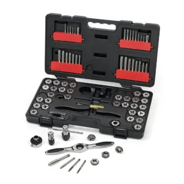 GEARWRENCH® 3887 Tap and Die Set, 75 Pieces, #4-40 to 1/2-20 Tap Thread, M3x0.5 to M12x1.75, #4-40 to 1/2-20 Die Thread, BSP/NPT/UNC/UNF Thread, Hexagon Die