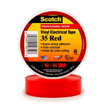Scotch® 7000006094 Electrical Maintenance Tape, 22 yd L 0.75 in W, 7 mil THK, Vinyl, Rubber Adhesive, PVC Backing, Red