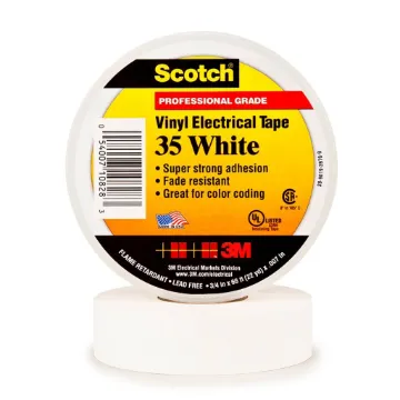Scotch® 7000006097 Electrical Maintenance Tape, 22 yd L 0.75 in W, 7 mil THK, Vinyl, Rubber Adhesive, PVC Backing, White