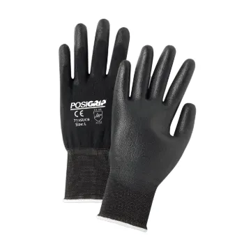 PIP® 713SUCB/L 713SUCB Unisex General Purpose Gloves, Work, Full Finger/Seamless Style, L, Polyurethane Palm, Nylon, Black, Knit Wrist Cuff
