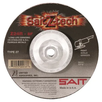 United Abrasives-SAIT Sait Z-Tech  22613 High Performance Depressed Center Wheel, 6 in Dia x 1/4 in THK, 24 Grit, Zirconia Abrasive