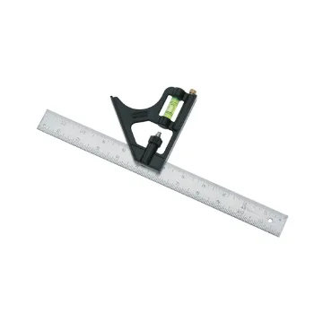 Stanley  46-222 Combination Square, 12 in L, 1/8 in, 1/16 in, 1/32 in Graduation, 45/90 deg, Die Cast Metal