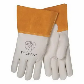 Tillman™ 1350S Heavy Duty MIG Welding Gloves, S, Top Grain Cowhide Leather, Pearl, Unlined, Gauntlet Cuff, 12 in L