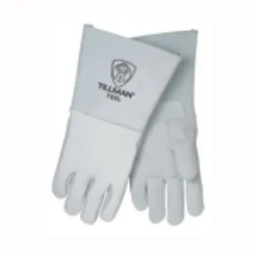 Tillman™ 750S 750 Premium Grade Stick Welding Gloves, Grain Elk Skin Back/Kevlar® Stitching/Grain Cowhide Leather Cuff, Pearl, Cotton/Foam Lining, Gauntlet Cuff, 14 in L
