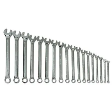 Williams® JHWMWS-18A SUPERCOMBO® Combination Wrench Set, 18 Pieces, 7 to 24 mm, Polished Chrome