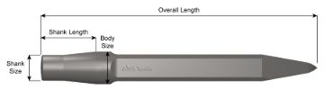 Picture of Ajax 297 Moil Point Chisel Steel Moil Point Chisel, 12 in OAL