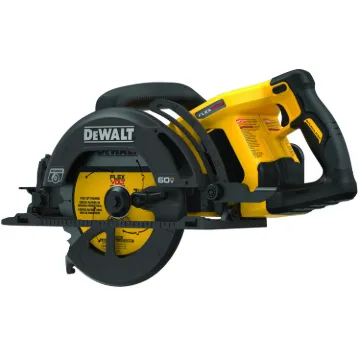DeWALT® 60V MAX* FLEXVOLT® DCS577B Worm Drive Cordless Circular Saw, 7-1/4 in Blade, 5/8 in Arbor/Shank, 60 VDC, 1-7/8 in at 45 deg, 2-7/16 in at 90 deg D Cutting, Li-Ion Battery, Left Blade Side, Bare Tool