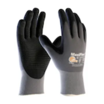 ATG® 34-844/L 34-844 General Purpose Gloves, Seamless Style, L, Microfoam Nitrile Palm, Nylon, Black/Gray, Resists: Abrasion, Cut, Puncture and Tear