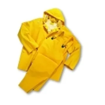 PIP® 4035/XXXL 3-Piece Rainsuit, 3XL, Yellow, Polyester/PVC, 54 in Waist, 32 in L Inseam, Drawstring Hood