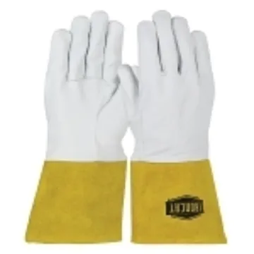 Ironcat® 6141/M Welding Gloves, M, Premium Top Grain Kidskin Leather, Off-White, Unlined Lining, Gauntlet Cuff, 11-3/4 in L