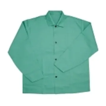 Ironcat® 7040/L FR Jacket, Green, Cotton, 24-3/4 in Chest, Resists: Light Spark and Spatter, ASTM D6413