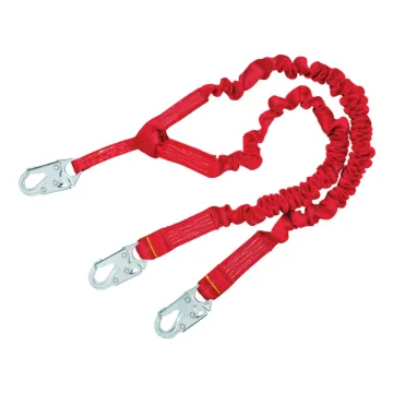 3M Protecta Fall Protection 84077901138 PRO™ Stretch Elastic/Variable Tie-Off Shock Absorbing Lanyard, 130 to 310 lb Load, 6 ft L, Polyester Line, 2 Legs, Snap Hook Anchorage Connection, ANSI A10.32, OSHA 1910.66/1926.502