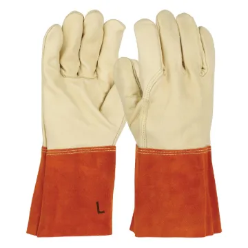 PIP® 6000/XL Premium Grade Welders Gloves, XL, Split Cowhide Leather/Kevlar® Thread, Off-White/Russet, Unlined Lining, Gauntlet Cuff, 12-1/4 in L