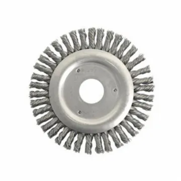 Roughneck® 13234 Narrow Face Wheel Brush With Nut, 4-1/2 in Dia Brush, 3/16 in W Face, 0.02 in Dia Stringer Bead Knot Filament/Wire, 7/8 in Arbor Hole