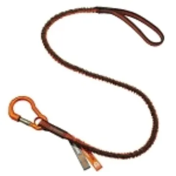 Squids® 19802 3100F(x) Lightweight Standard Tool Lanyard, 38 to 70 in L Extended, 10 lb Capacity, Carabiner Connection, 1680D Polyester Elastic Blended Webbing, Orange/Gray