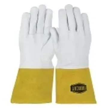 Ironcat® 6141/2XL Welding Gloves, 2XL, Premium Top Grain Kidskin Leather, Off-White, Unlined Lining, Gauntlet Cuff, 12-7/8 in L