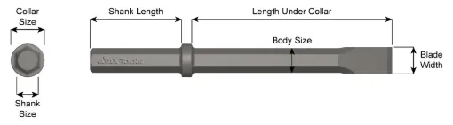Ajax 22100 Narrow Chisel Steel Standard Narrow Chisel, 1-1/4 in W Blade