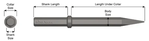 Ajax 22200 Moil Point Chisel Steel Standard Moil Point Chisel