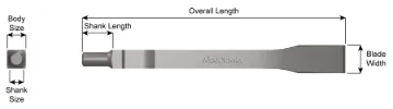 Ajax 392-18 Flat Chisel Steel Flat Chisel, 18 in OAL, 3/4 in W Blade