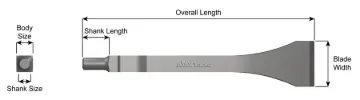 Ajax 393-12 Scaling Chisel Steel Scaling Chisel, 12 in OAL, 1-3/8 in W Blade
