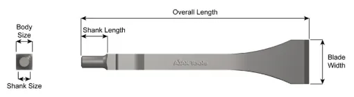 Ajax 393-12 Scaling Chisel Steel Scaling Chisel, 12 in OAL, 1-3/8 in W Blade