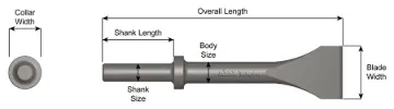 Ajax 423-3 Scaling Chisel Steel Scaling Chisel, 9 in OAL, 3 in W Blade