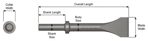 Ajax 423-3 Scaling Chisel Steel Scaling Chisel, 9 in OAL, 3 in W Blade