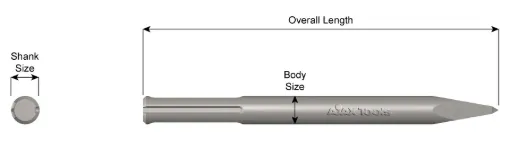 Ajax 5805 Moil Point Chisel Steel Moil Point Chisel, 12 in OAL