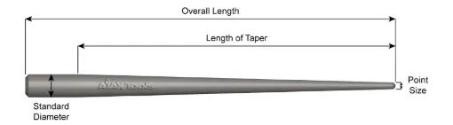 Ajax 642 Drift Pin Long Taper Drift Pin, 7 in OAL