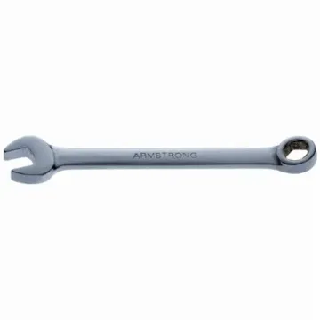 Armstrong® 52-004 Open End Regular Length Combination Wrench, 4 mm, 6 Points, 15 deg Offset, 3 in OAL, High Alloy Steel, Polished Chrome, ASME B107.9M-1994