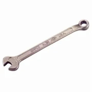 Ampco® W-631 Double End Combination Wrench, 9/16 in, 12 Points, 15 deg Offset, 8 in OAL, Nickel Aluminum Bronze, Natural