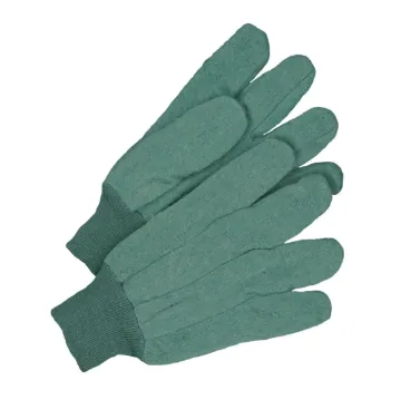BDG Classic™ 10-1-GKI General Purpose Gloves, Clute Cut/Straight Thumb Style, L, Brushed Cotton Fleece Palm, Brushed Cotton Fleece, Green, Knit Wrist Cuff, Unlined Lining