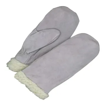 BDG Classic™ 50-9-1549PL 50 Series Standard Grade General Purpose Gloves, Mitts, Wing Thumb Style, Split Cowhide Leather Palm, Gray/Natural, Elastic Wrist Cuff, Resists: Abrasion and Cold, Acrylic Pile Lining
