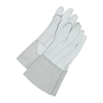 BDG Gander Brand® 60-1-1700-XL Premium Grade TIG Welding Gloves, XL, Grain Sheepskin Leather, Gray/White, Unlined Lining, Gauntlet Cuff