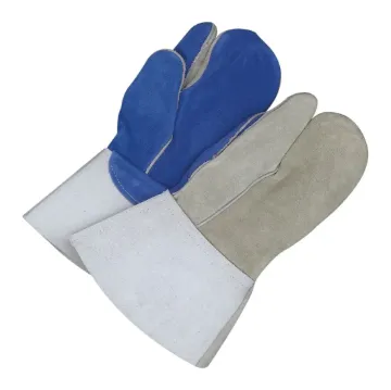 BDG Gander Brand® 64-1-666B-1 Premium Grade Welding Gloves, L, Split Cowhide Leather, Blue/Gray, Fleece Lining, Gauntlet Cuff