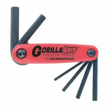 Bondhus® 12587 GorillaGrip® Key Set, 7 Pieces, 2 to 8 mm Hex, Foldable Handle, Protanium® High Torque Steel, ProGuard™