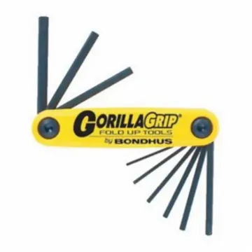 Bondhus® 12589 GorillaGrip® Key Set, 9 Pieces, 5/64 to 1/4 in Hex, Foldable Handle, Protanium® High Torque Steel, ProGuard™
