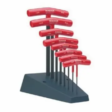 Bondhus® 13389 Key Set With Stand, 8 Pieces, 2 to 10 mm Hex, Ergonomic T-Handle Handle, Protanium® High Torque Steel, ProGuard™