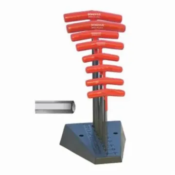 Bondhus® 15387 Key Set, 8 Pieces, 2 to 10 mm Hex, Ergonomic T-Handle Handle, Protanium® High Torque Steel, ProGuard™
