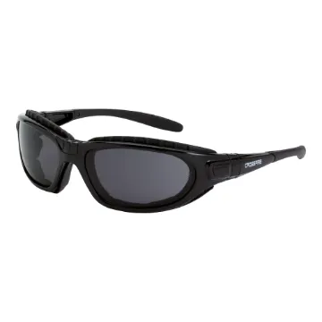 CrossFire® 2861 AF Journey Man Safety Eyewear, Anti-Fog/Hard Coated, Dark Smoke Lens, Full-Frame Frame, Shiny Black, EVA Foam Lined Frame, Polycarbonate Lens, ANSI Z87.1+