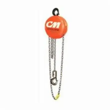 CM® Cyclone® 4628 Double Reeved Hand Chain Hoist, 4 ton Load, 10 ft H Lifting, 21-1/2 in Min Between Hooks, 88 lb Rated