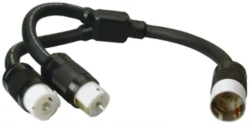 Southwire® X-Treme Box™ 019200008 Temporary Y Power Cord Adapter, 125/250/600 V AC, 18 in L Cord, 6 AWG Conductor, Nylon/PVC/TPE