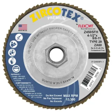 Flexovit Z4505FH Flap Disc 4-1/2 in D, 5/8-11 in Arbor, 60 Grit