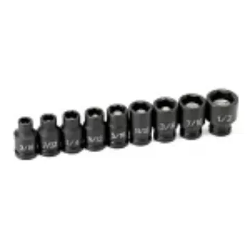 GP® 9709G Standard Length Socket, 6 Points, 1/4 in Drive, 9 Pieces, Included Socket Size: 3/16 to 1/2 in, Clip Rail Container
