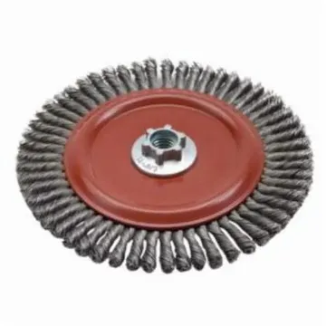 Norton®BLUEFIRE 66252837993 Narrow Face Wheel Brush, 9 in Dia Brush, 3/16 in W Face, 0.02 in Dia Stringer Bead Knot Filament/Wire, 5/8-11 Arbor Hole