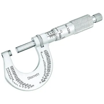 Starrett  1230XRL Mechanical Outside Micrometer, 0 to 1 in, Graduations: 0.001 in, Carbide Tip, Satin Chrome