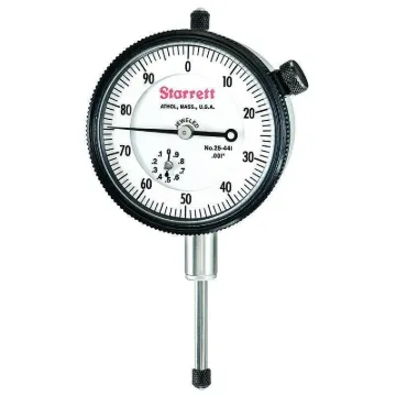 Starrett  25-441J 25 Series AGD Group 2 Continuous Dial Indicator, 1 in, 0 to 100 Dial Reading, 0.001 in, 2-1/4 in Dial